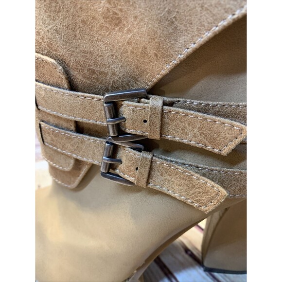 MICHAEL ANTONIO Women’s Chunky Heel Double Buckle Beige Ankle boots Size 10 US - Picture 10 of 11